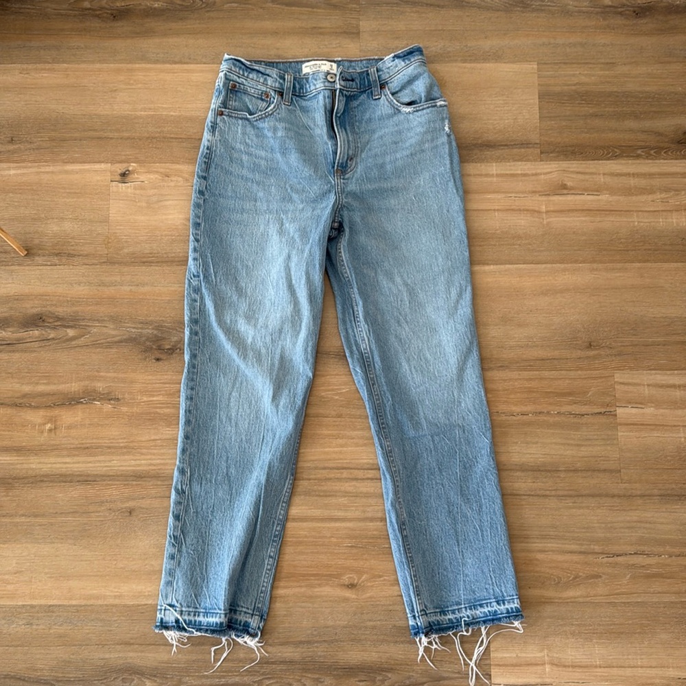 Abercrombie & Fitch High-Rise Light Blue Straight Jeans